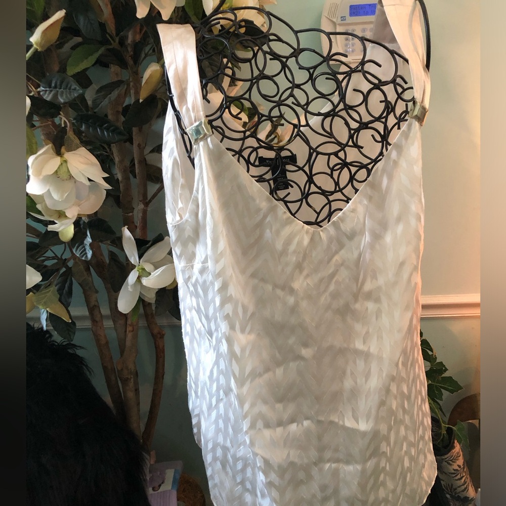 White House/Black Market White Chevron Satin Top